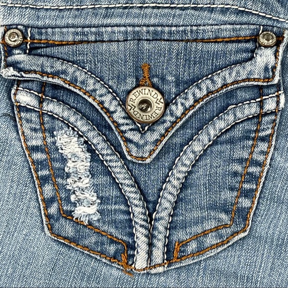 Rewind size 3 capri jeans rolled cuffs, button flap pockets, some distressing - Picture 9 of 14
